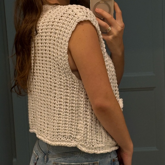 Zara Cream Knit Vest - Picture 2 of 3